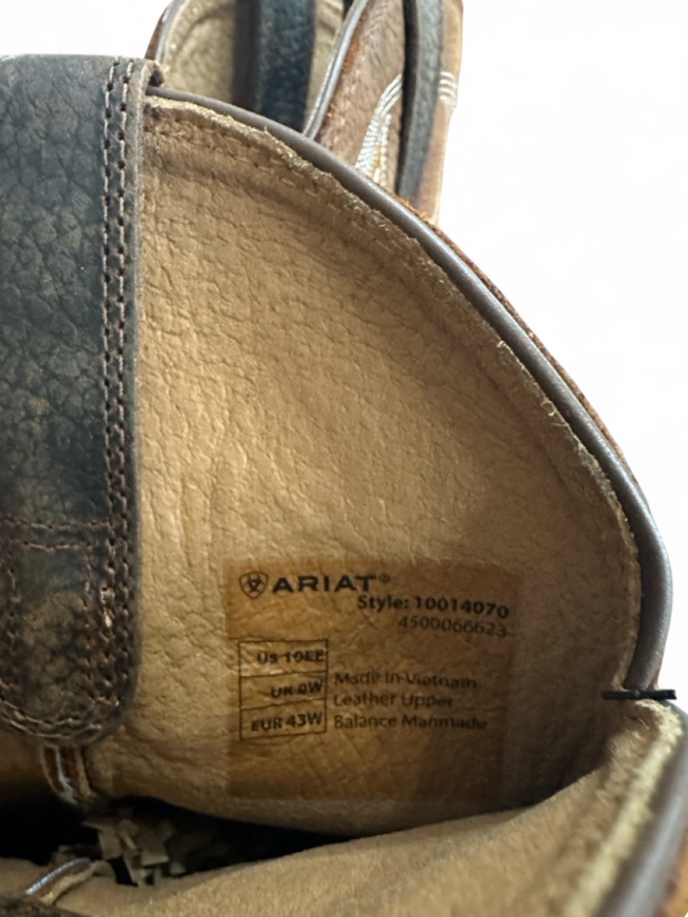 Ariat Hybrid Rancher Western ‘Brown Oiled Rowdy’ Boots Size US Men’s 10 EE (NWT) - Picture 8 of 9